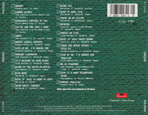 Various : Grease (The Original Soundtrack From The Motion Picture) (CD, Album, Club, RE, CRC)