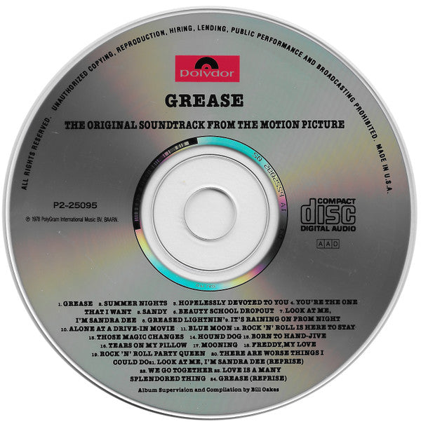Various : Grease (The Original Soundtrack From The Motion Picture) (CD, Album, Club, RE, CRC)