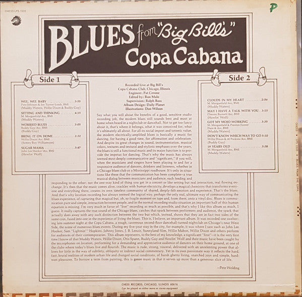 Buddy Guy, Muddy Waters, Howlin’ Wolf*, Willie Dixon, Sonny Boy Williamson (2) : Blues From “Big Bill’s” Copa Cabana (LP, Album, RE)