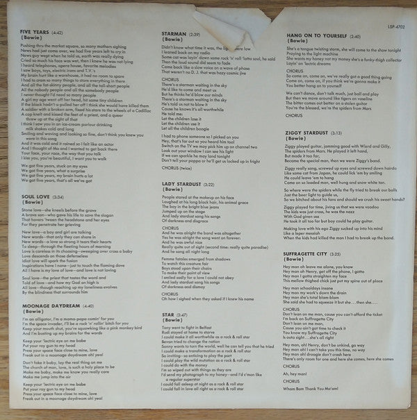 David Bowie : The Rise And Fall of Ziggy Stardust And The Spiders From Mars (LP, Album, RE, Ind)