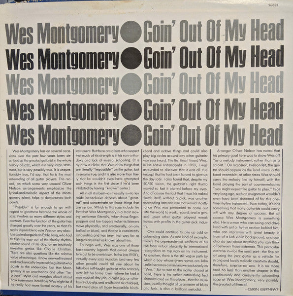 Wes Montgomery : Goin' Out Of My Head (LP, Album, Club)