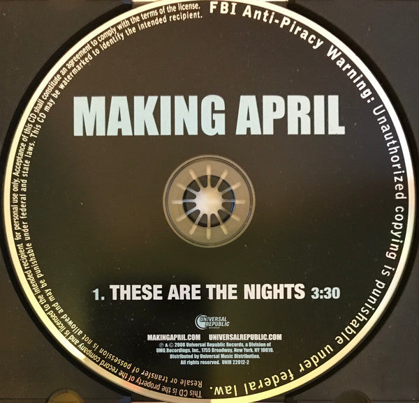 Making April : These Are The Nights (CD, Single, Promo)