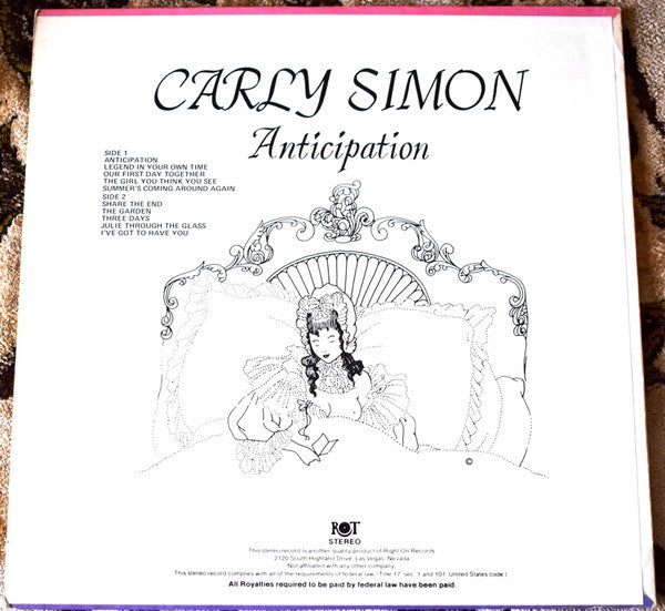 Carly Simon : Anticipation (LP, Album, Unofficial)