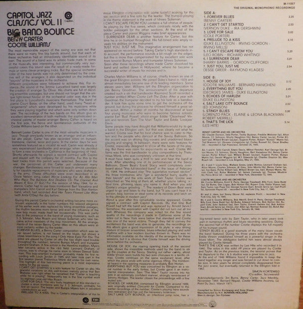 Benny Carter & Cootie Williams : Big Band Bounce (LP, Comp, Mono)