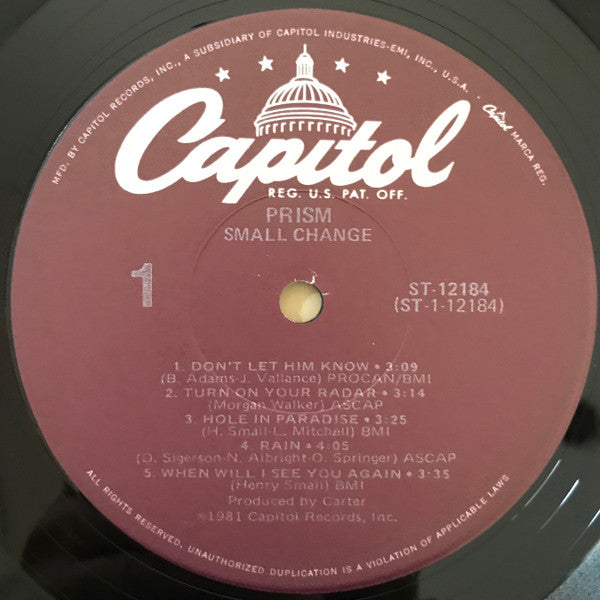 Prism (7) : Small Change (LP, Album, Jac)