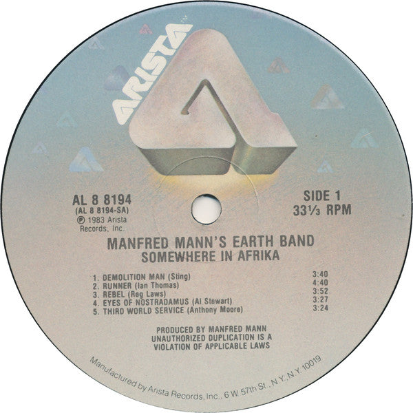 Manfred Mann's Earth Band : Somewhere In Afrika (LP, Album)