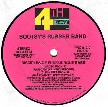 Bootsy's Rubber Band : Disciples Of Funk/Jungle Bass (12", Promo)