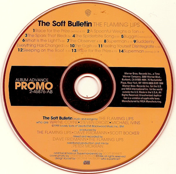 The Flaming Lips : The Soft Bulletin (CD, Advance, Album, Promo)