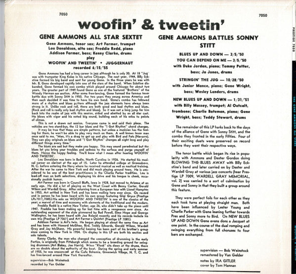 Gene Ammons' All Stars / Gene Ammons Battles Sonny Stitt : Woofin' & Tweetin' (LP, Album, Mono, RE, RM)
