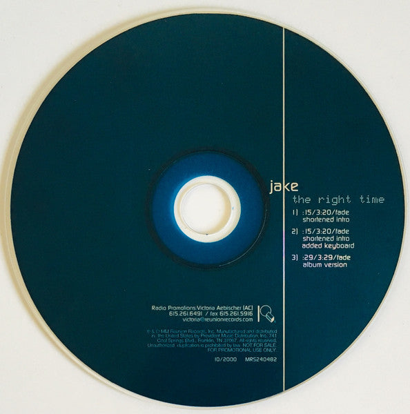 Jake (16) : The Right Time  (CD, Single)