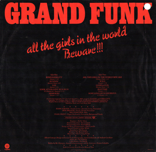 Grand Funk Railroad : All The Girls In The World Beware!!! (LP, Album, Win)