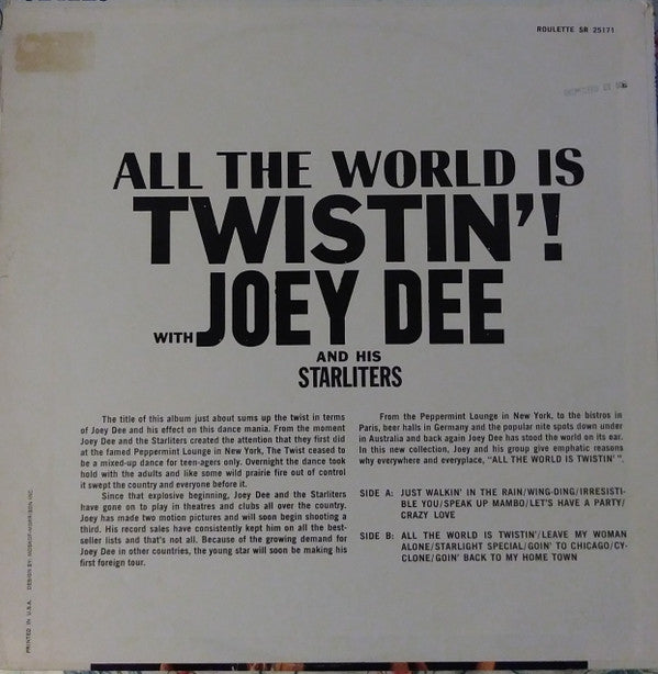 Joey Dee And His Starliters* : All The World Is Twistin'! With Joey Dee And His Starliters (LP, Album, Ora)
