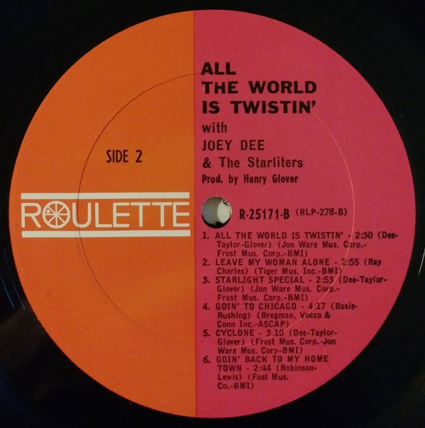 Joey Dee And His Starliters* : All The World Is Twistin'! With Joey Dee And His Starliters (LP, Album, Ora)