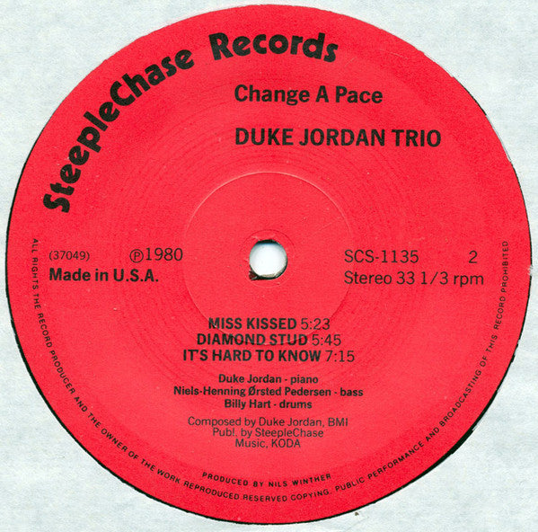 Duke Jordan Trio : Change A Pace (LP, Album)