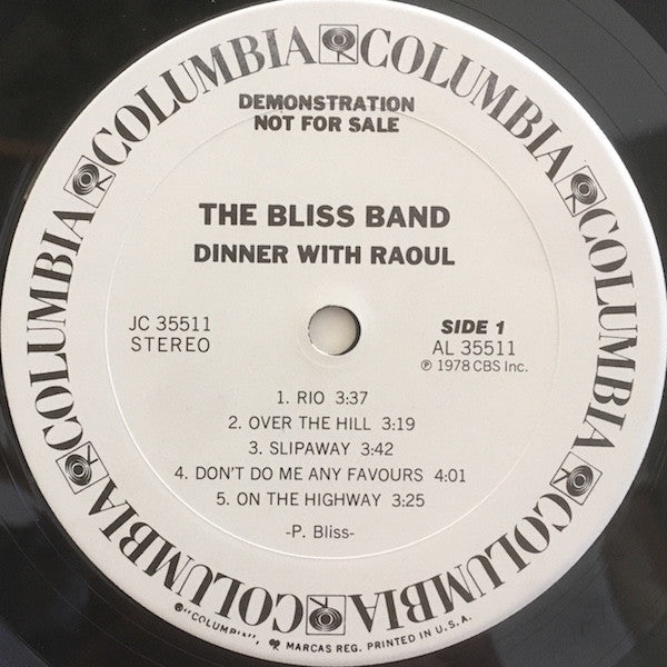 The Bliss Band : Dinner With Raoul (LP, Album, Promo, San)