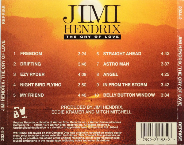 Jimi Hendrix : The Cry Of Love (CD, Album, RE, RM)