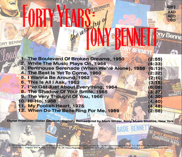 Tony Bennett : Forty Years: The Artistry of Tony Bennett (CD, Comp, Promo)