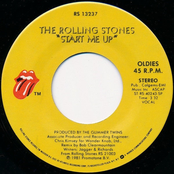 The Rolling Stones : Start Me Up / No Use In Crying (7", RE, SP)