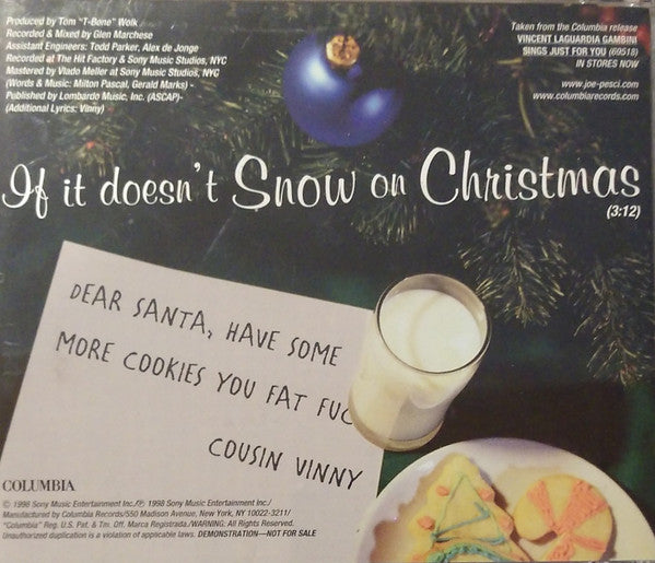 Joe Pesci (2) : If It Doesn't Snow On Christmas (CD, Single, Promo)