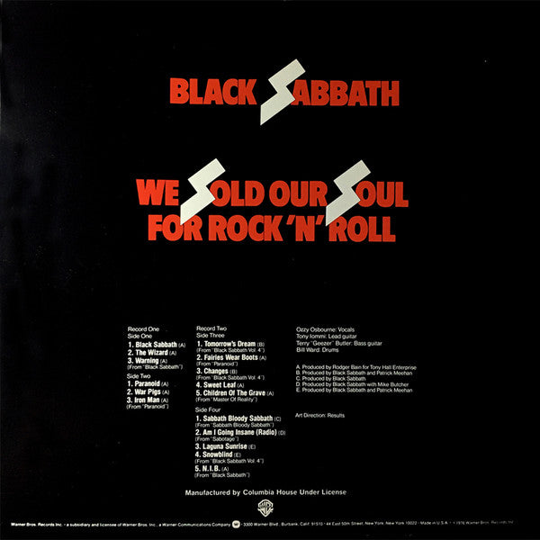 Black Sabbath : We Sold Our Soul For Rock 'N' Roll (2xLP, Comp, Club, RE)