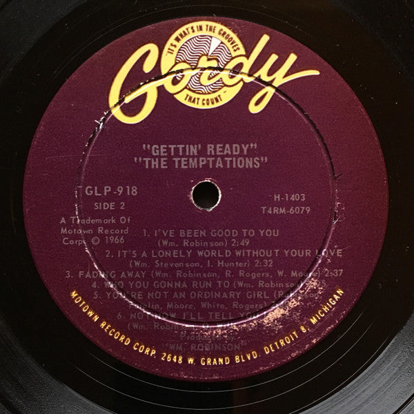 The Temptations : Gettin' Ready (LP, Album, Mono)