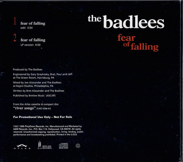 The Badlees : Fear Of Falling (CD, Single, Promo)