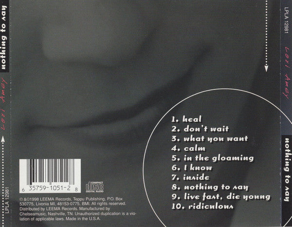 Lori Amey : Nothing To Say (CD)