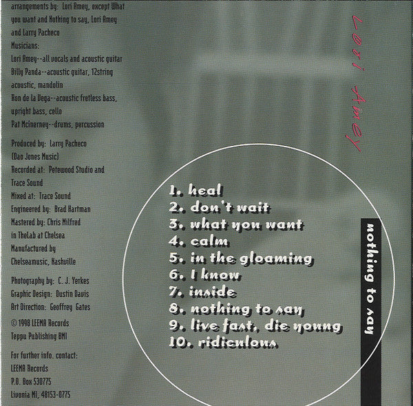 Lori Amey : Nothing To Say (CD)
