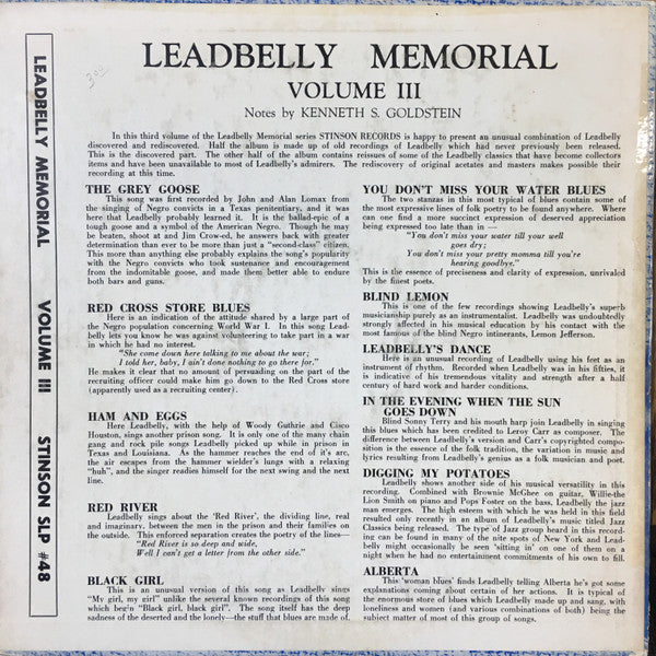Leadbelly : Lead Belly Memorial (10")