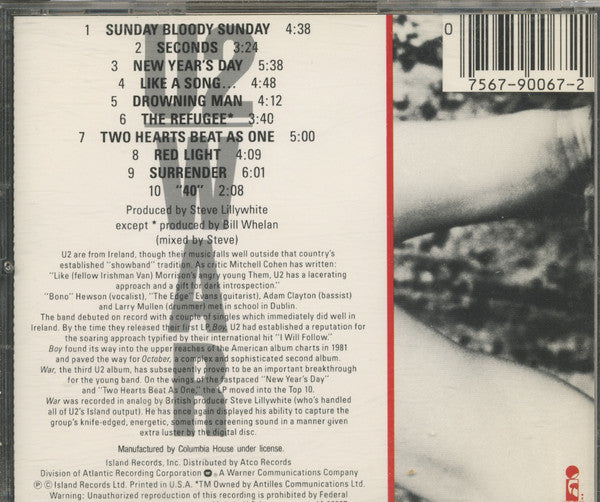 U2 : War (CD, Album, Club, Mem)