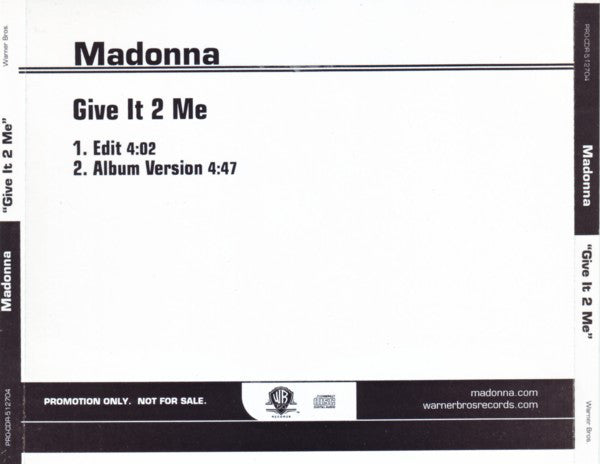 Madonna : Give It 2 Me (CD, Single, Promo)