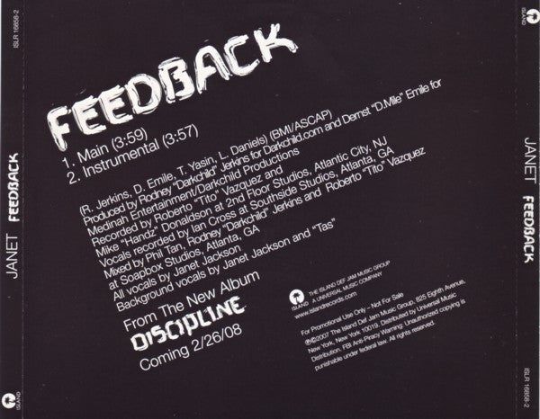 Janet Jackson : Feedback (CD, Single, Promo)