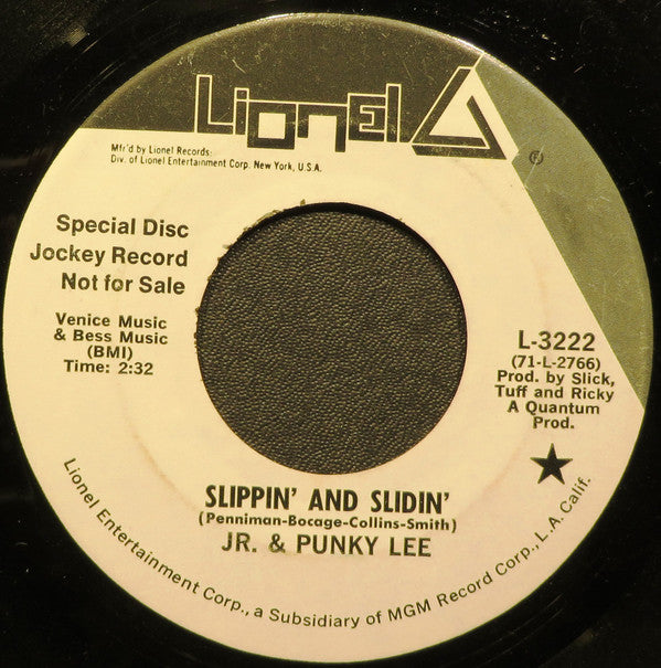 Jr. & Punky Lee : Slippin' And Slidin' (7", Promo)