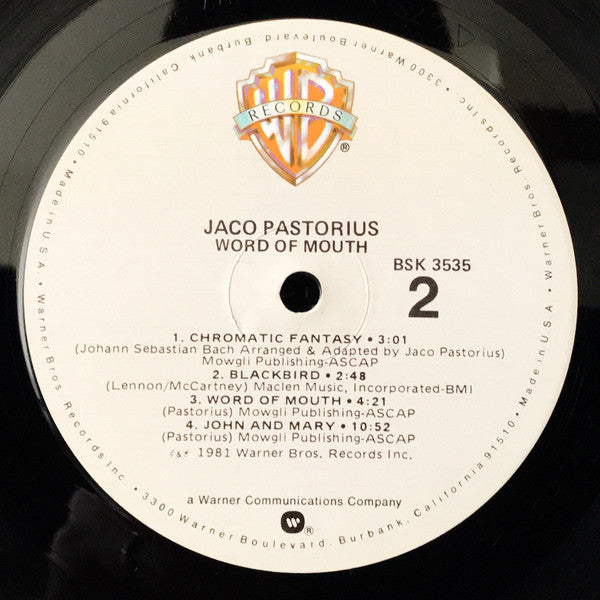 Jaco Pastorius : Word Of Mouth (LP, Album)