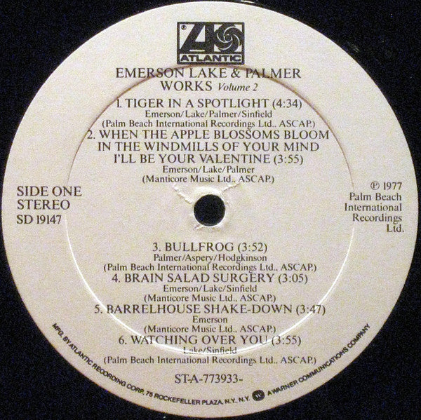 Emerson, Lake & Palmer : Works (Volume 2) (LP, Album, Pre)