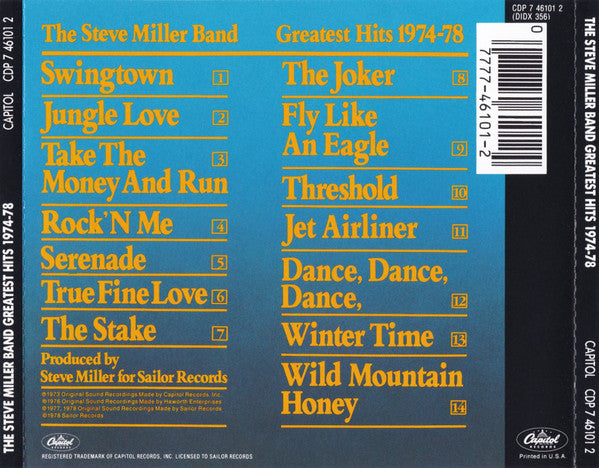 Steve Miller Band : Greatest Hits 1974-78 (CD, Comp, RE, Tec)