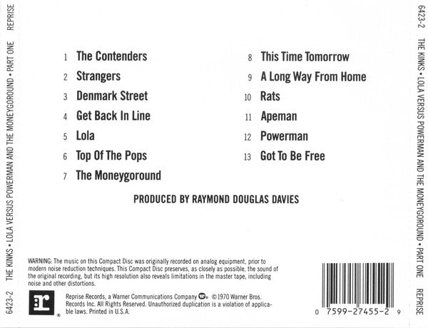 The Kinks : Lola Versus Powerman And The Moneygoround (Part One) (CD, Album, RE, SRC)