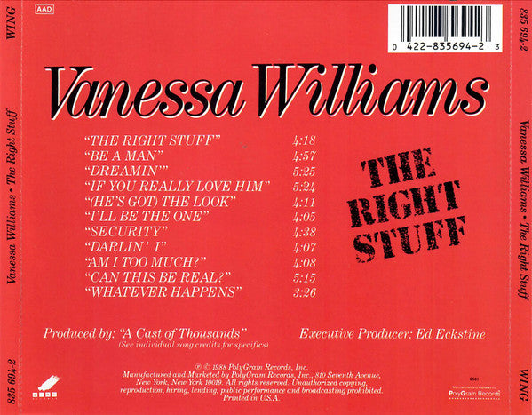 Vanessa Williams : The Right Stuff (CD, Album, Promo)