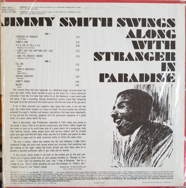 Jimmy Smith : Swings Along With Stranger In Paradise (LP, Album)