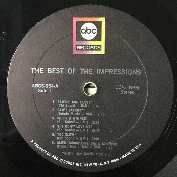 The Impressions : The Best Of The Impressions (LP, Comp)