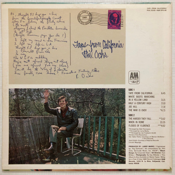 Phil Ochs : Tape From California (LP, Album, Pit)