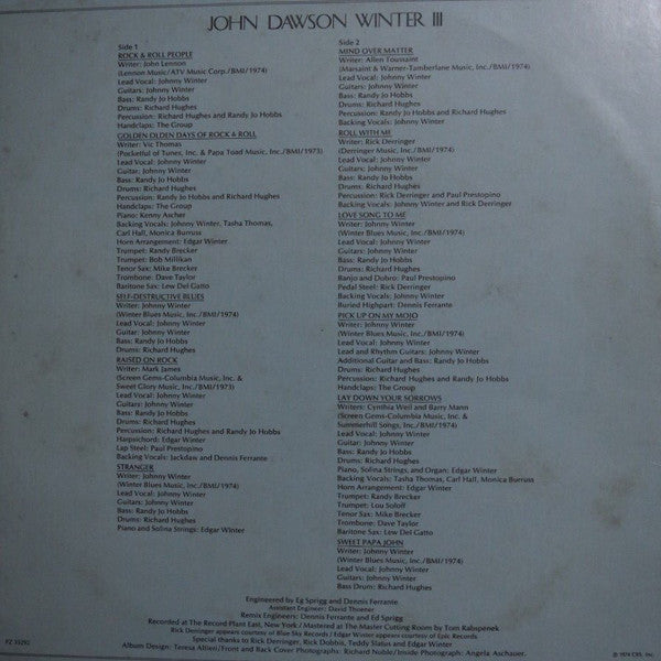 Johnny Winter : John Dawson Winter III (LP)