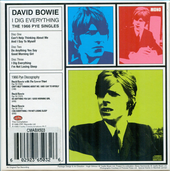 David Bowie : I Dig Everything: The 1966 Pye Singles (Box, Comp, Mono + CD, Single, RE + CD, Single, RE )