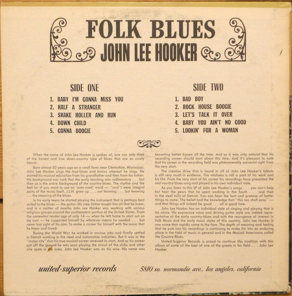 John Lee Hooker : Folk Blues (LP, Comp, RE)