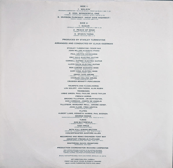 Stanley Turrentine : West Side Highway (LP, Album, San)