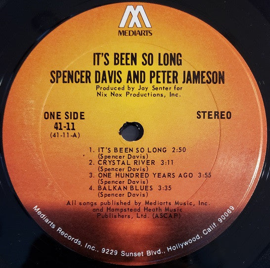 Spencer Davis And Peter Jameson : It's Been So Long (LP, Album, Pit)