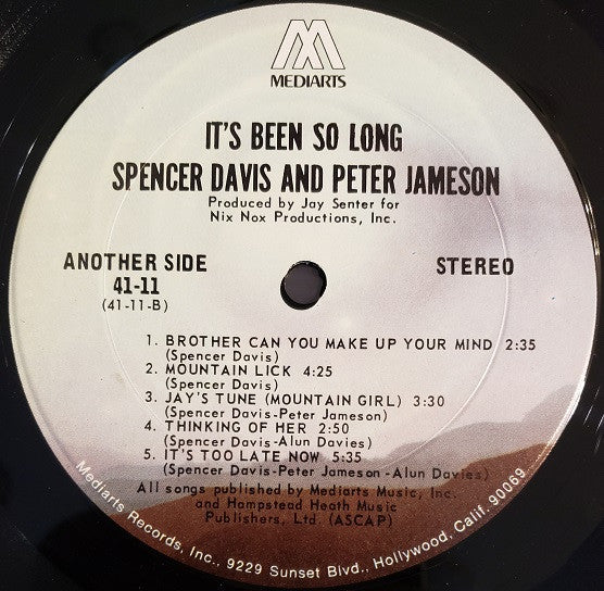 Spencer Davis And Peter Jameson : It's Been So Long (LP, Album, Pit)