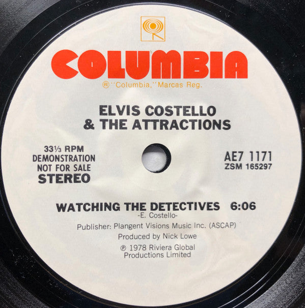 Elvis Costello & The Attractions : Accidents Will Happen / Alison (7", Promo, Styrene, Pit)