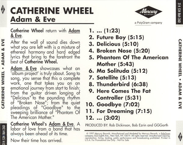 Catherine Wheel : Adam & Eve (CD, Album, Promo)