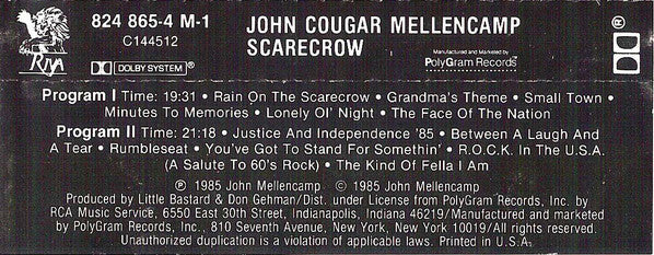 John Cougar Mellencamp : Scarecrow (Cass, Album, Club)